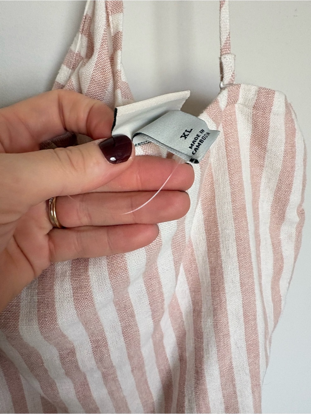 A New Day Pink White Stripe Tie Back Handkerchief Tank Top Size XL Cami - Picture 3 of 8